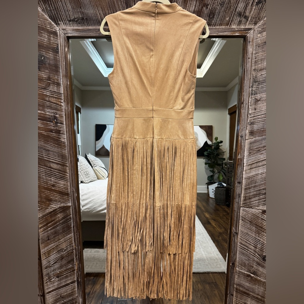 Avec Les Filles Tan Fringe Midi Dress - Picture 7 of 7